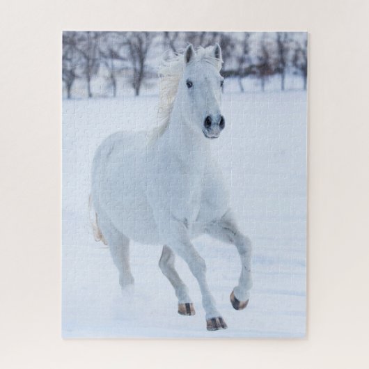White Horse Running in the Snow ジグソーパズル (縦)