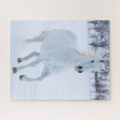 White Horse Running in the Snow ジグソーパズル (横)