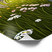 White horse standing in a field of grass ポスター (コーナー)