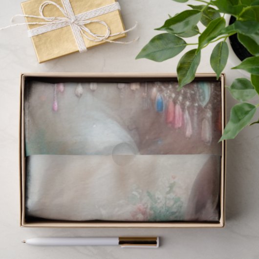 White Horse With Flowers Decoupage 薄葉紙 (ギフト)