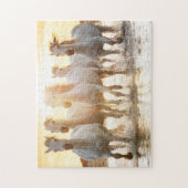 White Horses On Beach at Sunset ジグソーパズル (縦)