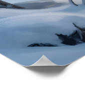 White Horses Under Aurora Borealis in Winter Fores ポスター (角)