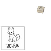 White Husky Puppy Dog Custom Name ラバースタンプ (押印)