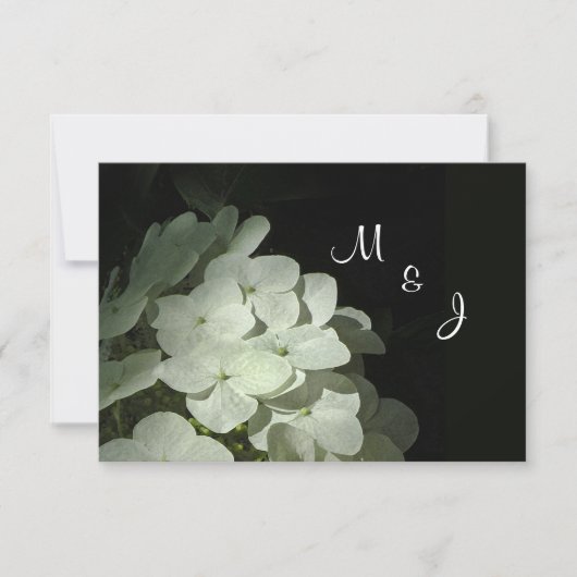 White Hydrangeaの応答RSVP結婚カード 出欠カード (正面)