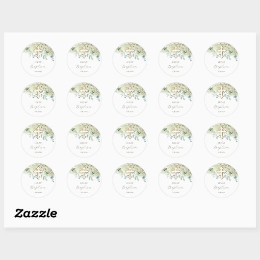White Hydrangea Baptism Sticker ラウンドシール (シート)