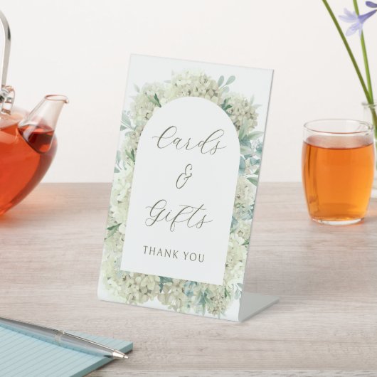 White Hydrangea Cards & Gifts 台座サイン (インサイチュ)