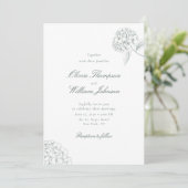 White Hydrangea Green Wedding Invitation 招待状 (スタンド正面)