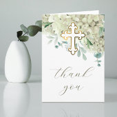 White Hydrangea Holy Cross Religious Thank You カード