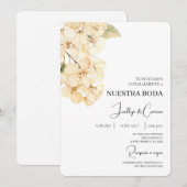 White Hydrangea Spanish Wedding Invitation 招待状 (正面/裏面)