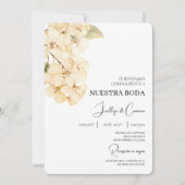 White Hydrangea Spanish Wedding Invitation 招待状 (正面)