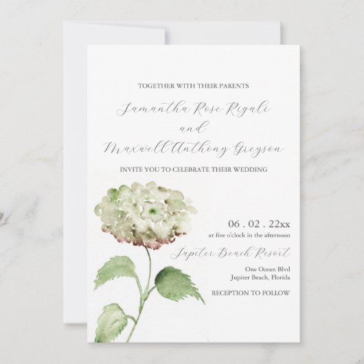White Hydrangea Wedding Invitation Invitations 招待状 (正面)