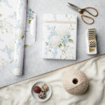 White Hydrangeas Blue Floral Bridal Shower ラッピングペーパー<br><div class="desc">Beautiful white hydrangeas mixed with blue florals and soft greenery were used to create this lovely gift wrapping paper.</div>