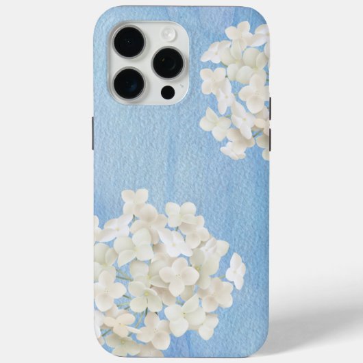 White Hydrangeas On Watercolor Blue Case-Mate iPhoneケース (裏面)