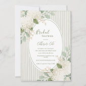 White Hydrangeas Sage Green Vintage Bridal 招待状 (正面)