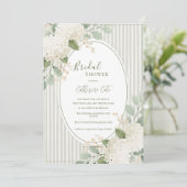 White Hydrangeas Sage Green Vintage Bridal 招待状 (スタンド正面)