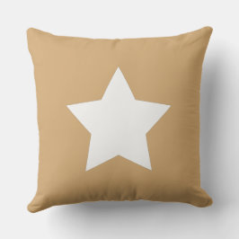 White Initials and star Natural brown background アウトドアクッション