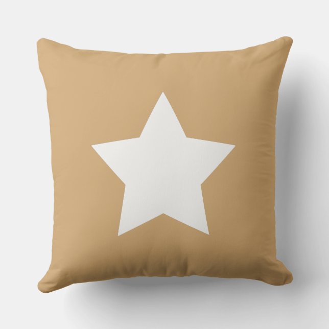 White Initials and star Natural brown background アウトドアクッション (裏面)