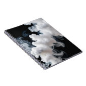 White Ink Swirl on Black Abstract Notebook ノートブック (右側)