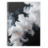 White Ink Swirl on Black Abstract Notebook ノートブック (正面)