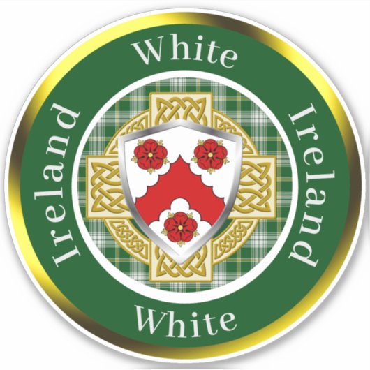 White Irish Shield/Celtic Cross Personalized シール (正面)
