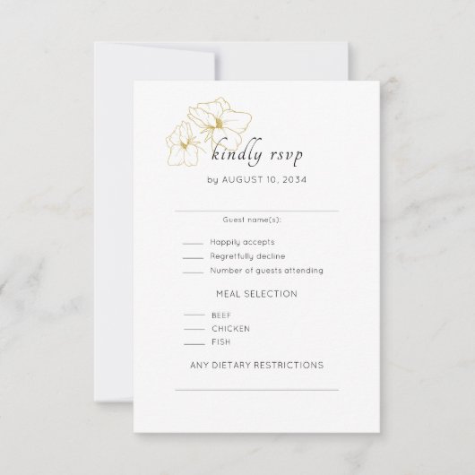 White & Ivory | Chic Floral Minimal Wedding RSVP (正面)