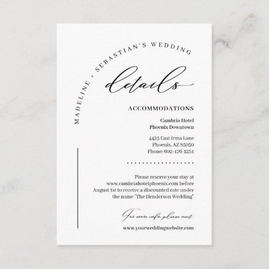 White Ivory Elegant Wedding Details エンクロージャーカード (正面)