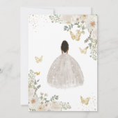 White Ivory Floral Brown Princess Gold Quinceanera 招待状 (裏面)