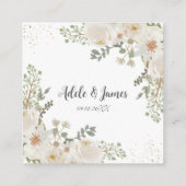 White Ivory Floral Wedding Bridal Shower QR RSVP エンクロージャーカード (裏面)