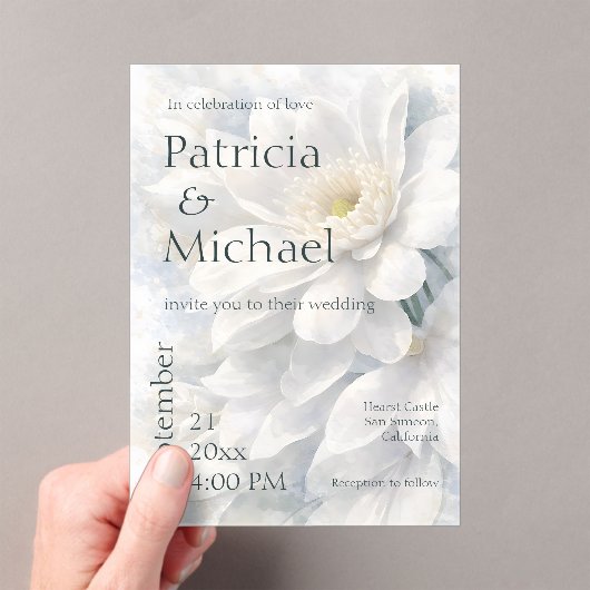 White Ivory Quiet Luxury Romantic Elegant Wedding  アクリル招待状 (インサイチュ (ポータブル))