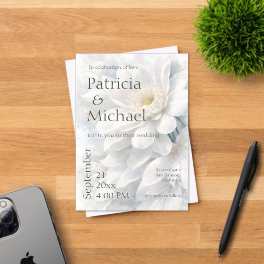 White Ivory Quiet Luxury Romantic Elegant Wedding  アクリル招待状 (インサイチュ (招待状))