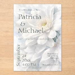 White Ivory Quiet Luxury Romantic Elegant Wedding  アクリル招待状