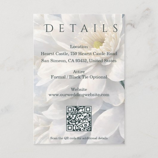 White Ivory Quiet Luxury Romantic Elegant Wedding  エンクロージャーカード (正面)