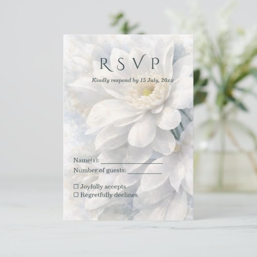 White Ivory Quiet Luxury Romantic Elegant Wedding  出欠カード (スタンド正面)