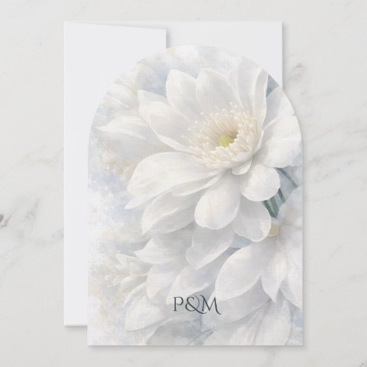 White Ivory Quiet Luxury Romantic Elegant Wedding  招待状 (裏面)