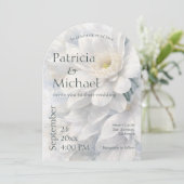 White Ivory Quiet Luxury Romantic Elegant Wedding  招待状 (スタンド正面)