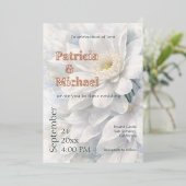 White Ivory Quiet Luxury Romantic Elegant Wedding  箔招待状 (立ち正面)