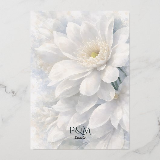 White Ivory Quiet Luxury Romantic Elegant Wedding 箔招待状 (裏面)