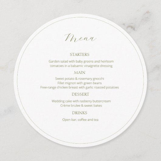 White & Ivory | Rose Table No & Menu Round  メニュー (正面)