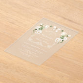 White Ivory Roses Frame Confirmation アクリル招待状 (レイダウン)
