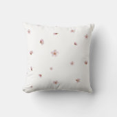 White Japanese Cherry Blossom Floral Pattern クッション (正面)
