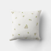White Japanese Lily of the Valley Floral Pattern クッション (裏面)