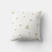 White Japanese Lily of the Valley Floral Pattern クッション (正面)