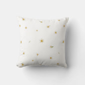 White Japanese Narcissus Floral Pattern クッション (正面)