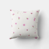 White Japanese Pink Cosmos Floral Pattern クッション (裏面)