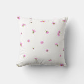 White Japanese Pink Cosmos Floral Pattern クッション (正面)