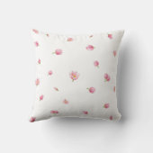 White Japanese Pink Tulip Floral Pattern クッション (裏面)