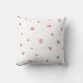 White Japanese Pink Tulip Floral Pattern クッション (正面)