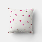 White Japanese Red Cosmos Floral Pattern クッション (正面)