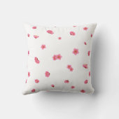 White Japanese Red Plum Blossom Floral Pattern クッション (裏面)