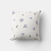 White Japanese Rosemary Floral Pattern クッション (正面)